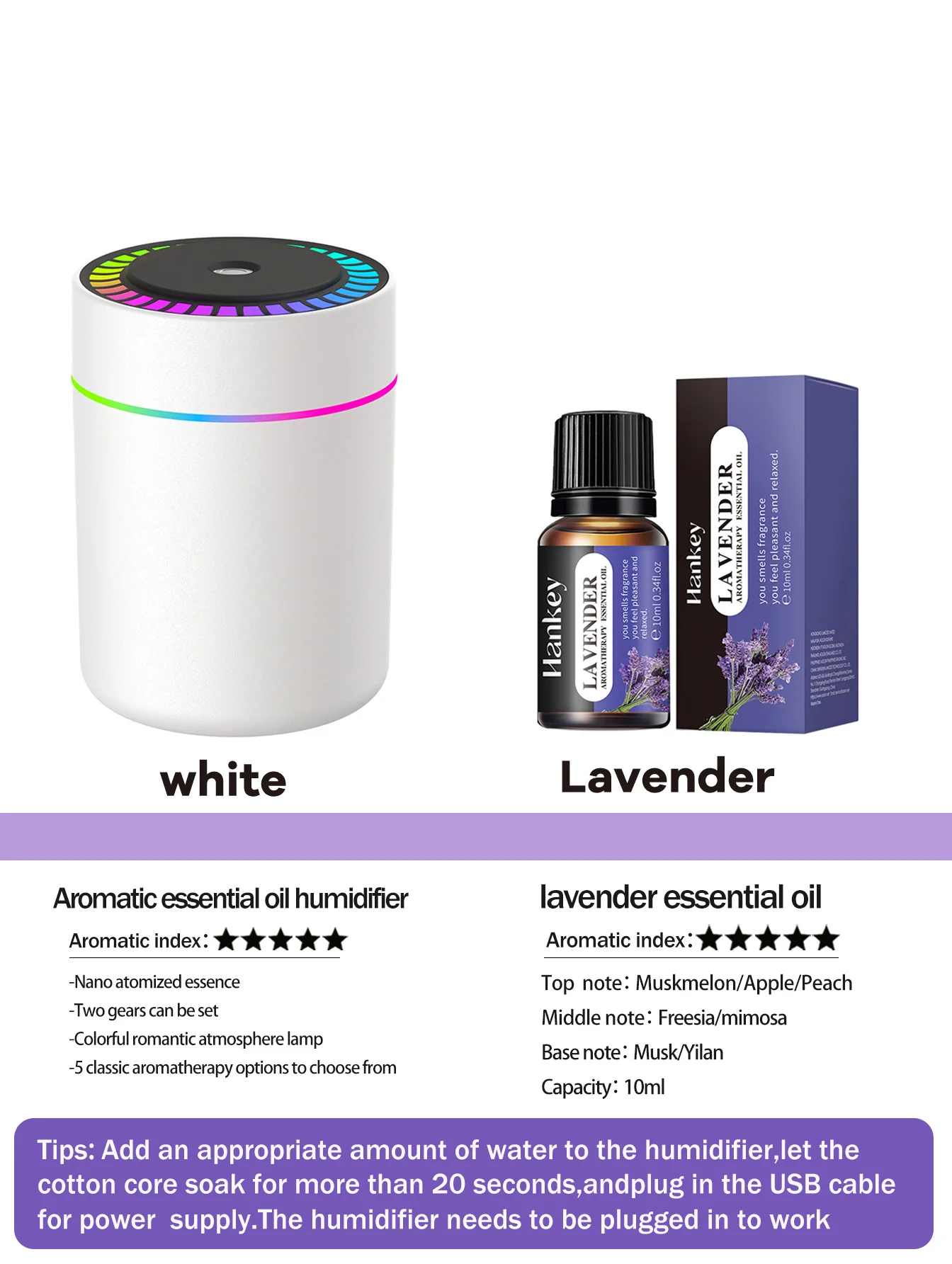 180ml Aromatherapy diffuser Humidifier Aromatherapy essential oil Air purifier Sleeping car carrying home LED 7 color light